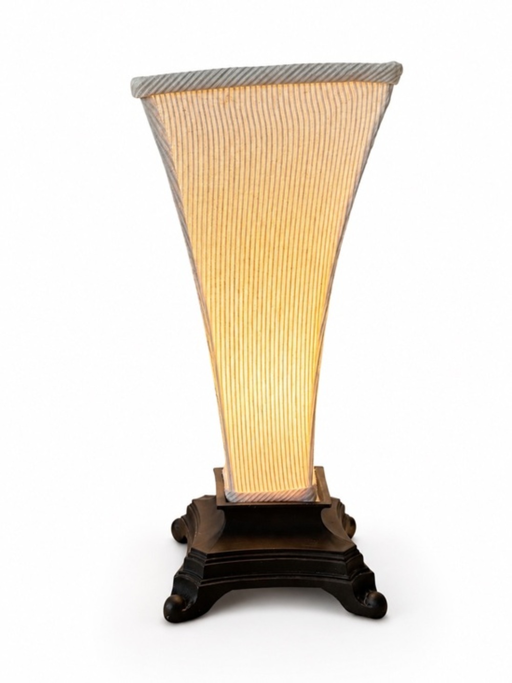 Vintage Fluted Accent Table Lamp | Sculptural Ribbed Shade & Dark Wood Base 💕